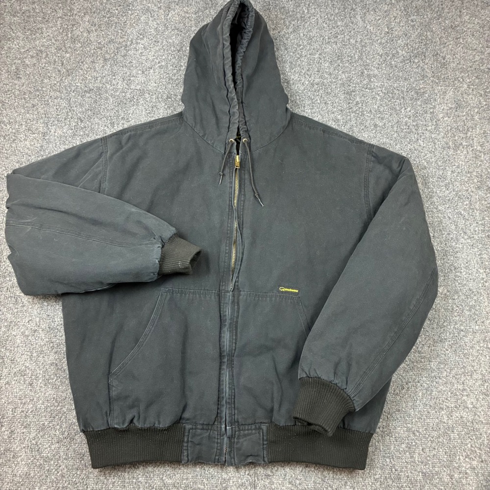 Buffalo Outdoors Mens Size Large Black Canvas Hooded Workwear Bomber Jacket